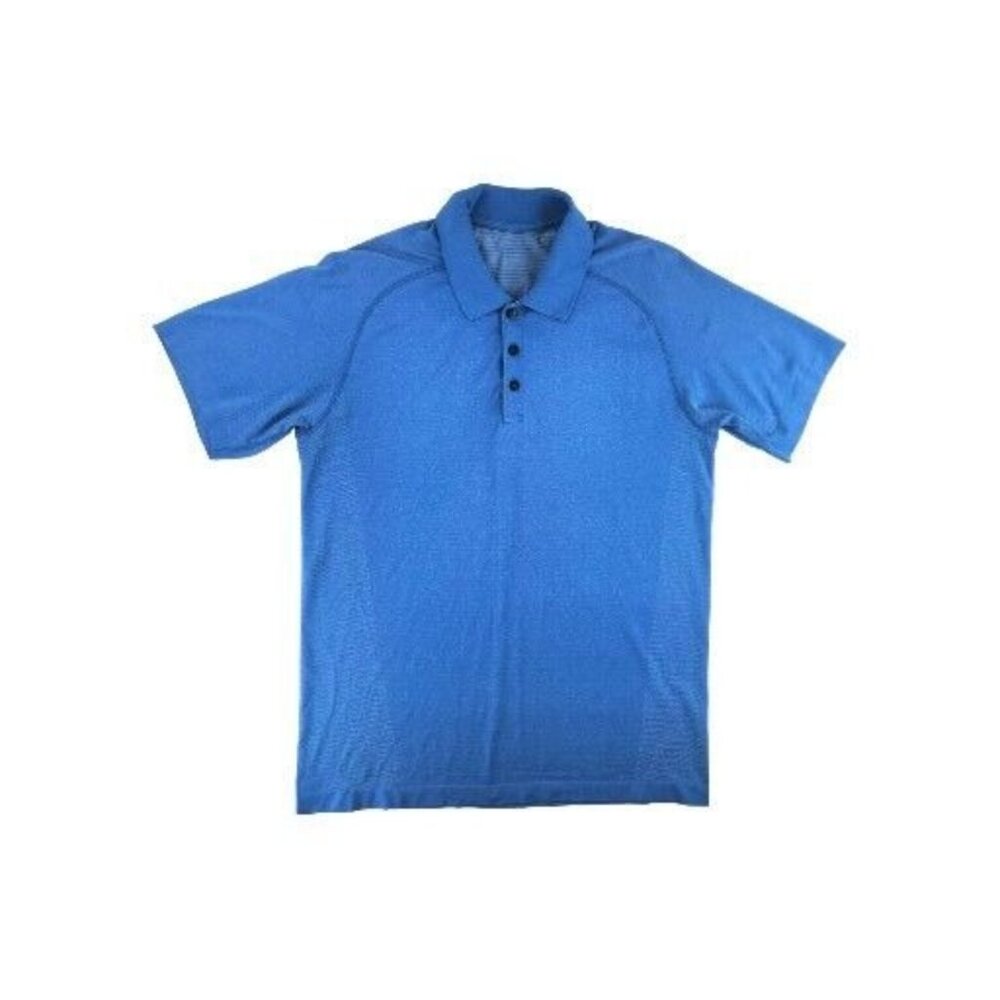 Lululemon Mens L Blue Polo Shirt Golf Short Sleeve Collared